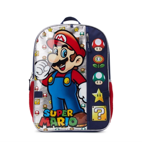 Nintendo Kids Super Mario Bros Backpack w/Lunchbag- 5 piece - Picture 3 of 8